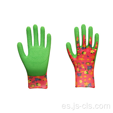 Serie de jardín Guantes de látex impresos en rojo Palma verde